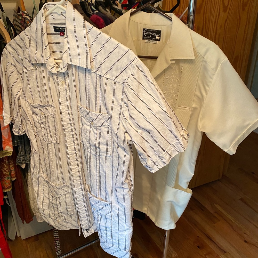 Guayaberas, specialized mens short sleeve shirts lot of 2, both for $29